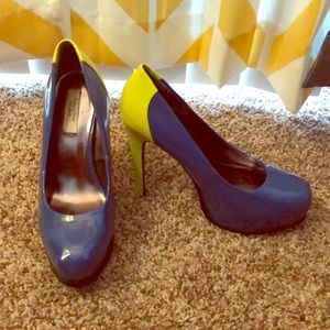 Blue and yellow heels